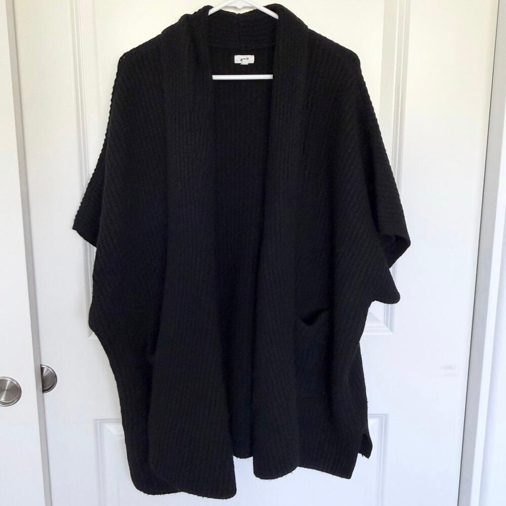 Aerie Oversized Open Shawl Sweater Cape Black XS / Small - Picture 2 of 6